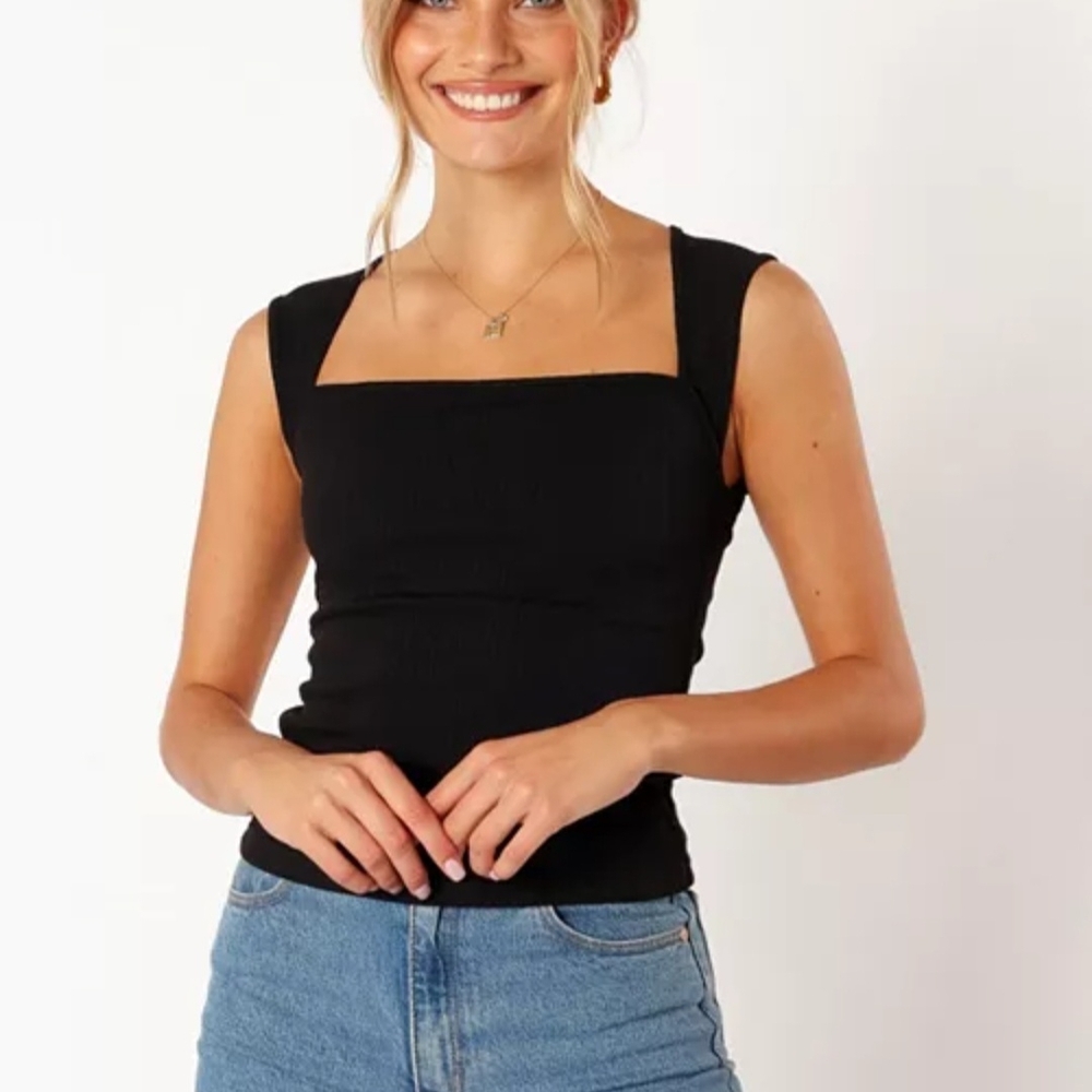 Petal And Pup Clara Square Neck Top, Black, Size 10